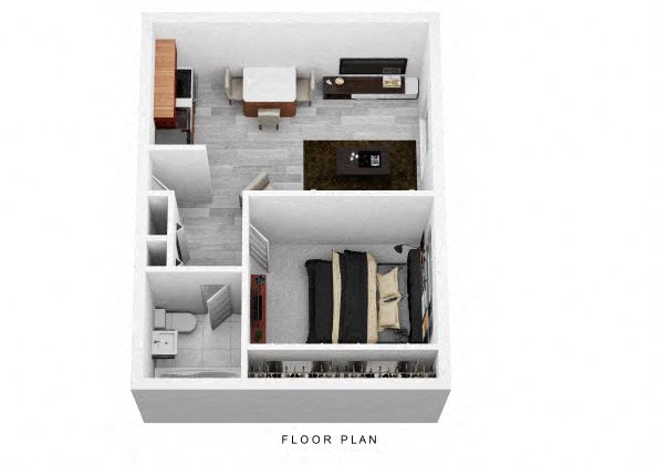 Floor plan for 1 bed, 1 bath, 520 sqft